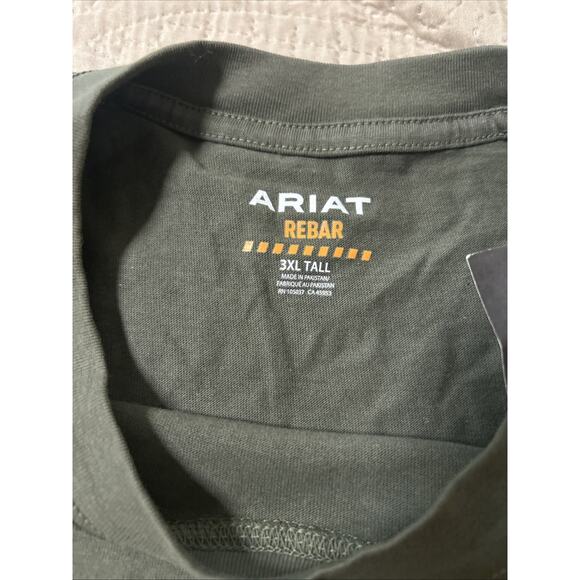 Ariat Work Rebar Tee Shirt Mens 3XL TALL Green Short Sleeve Crew Neck NWT - Picture 4 of 7